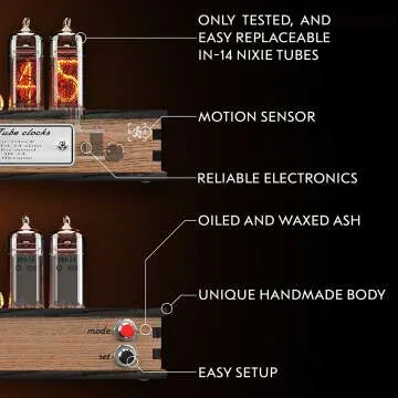 Nixie Tube Clock with Motion Sensor & Spare IN-14 Tube
