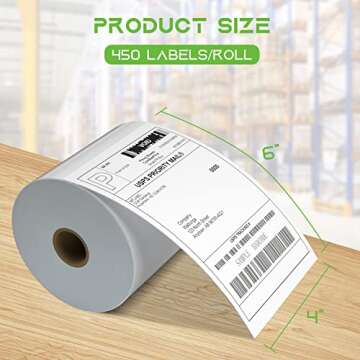 MFLABEL® 4 Rolls of 450 Direct Thermal Shipping Labels 4x6 for Zebra 2844 Zp-450 Zp-500 Zp-505