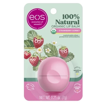 eos 100% Natural & Organic Strawberry Sorbet Lip Balm - All-Day Hydration