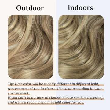 SARLA Ombre Invisible Wire Hair Extensions with 3 Clips Long Synthetic Wavy Curly Hairpiece Adjustable Transparent Headband for Women 18 Inch Brown to Ash Blonde