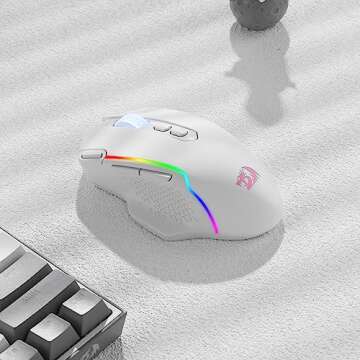 Redragon M810 Pro Wireless Gaming Mouse, 10000 DPI Wired/Wireless Mouse w/Rapid Fire Key, 8 Macro Bu...