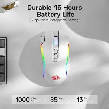 Redragon M810 Pro Wireless Gaming Mouse, 10000 DPI Wired/Wireless Mouse w/Rapid Fire Key, 8 Macro Buttons, 45-Hour Power Capacity and RGB Backlit for PC/Mac/Laptop