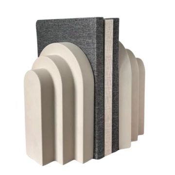 OAKOA Concrete Heavy Book Ends - Decorative & Stylish Bookends for Heavy Books