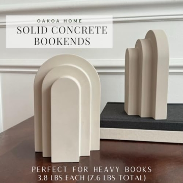 OAKOA Concrete Heavy Book Ends for Stylish Organization