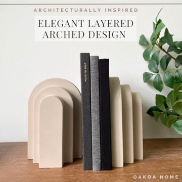 OAKOA Concrete Heavy Book Ends for Stylish Organization