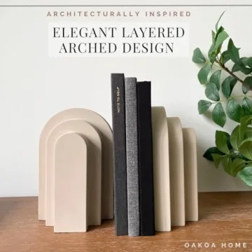 OAKOA Concrete Heavy Book Ends for Stylish Organization