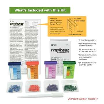 Rapitest Soil Test Kit for Gardens, Vegetables, Flowers and Lawns. USA designed and assembled soil t...