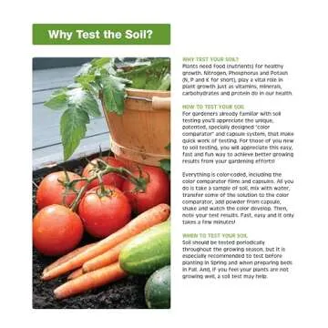 Rapitest Soil Test Kit for Gardens, Vegetables, Flowers and Lawns. USA designed and assembled soil tester completely, quickly and accurately measures/analyzes soil pH acidity and garden nutrients