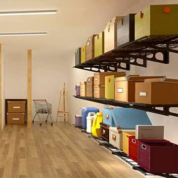 FLEXIMOUNTS 2-Pack 2x6ft Garage Shelving 24-inch-by-72-inch Wall Shelf Garage Storage Rack Floating Shelves, Black