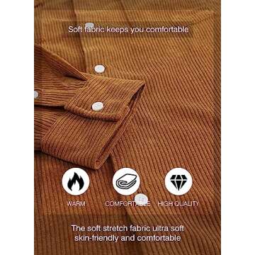JMIERR Men's Tan Corduroy Button-Down Shirts Casual Long Sleeve Fall Fashion 2023 Shacket Jacket with Flap Pocket for Men Slim Fit, S, A1 Brown
