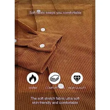 JMIERR Men's Tan Corduroy Button-Down Shirts Casual Long Sleeve Fall Fashion 2023 Shacket Jacket with Flap Pocket for Men Slim Fit, S, A1 Brown