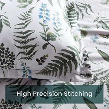 SLEEP ZONE Bedding Duvet Cover Sets Printed Pattern Tropical Plants 120gsm Ultra Soft Zipper Closure Corner Ties, Green, King (104 x 90 inch | 2 Pillow Shams)