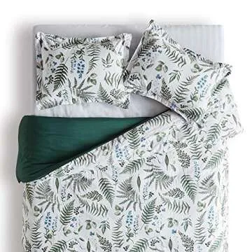 SLEEP ZONE Bedding Duvet Cover Sets Printed Pattern Tropical Plants 120gsm Ultra Soft Zipper Closure Corner Ties, Green, King (104 x 90 inch | 2 Pillow Shams)
