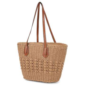 Women's Straw Shoulder Bag Large Rattan Woven Totes Summer Travel Beach Handbag Handmade Top Handle ...
