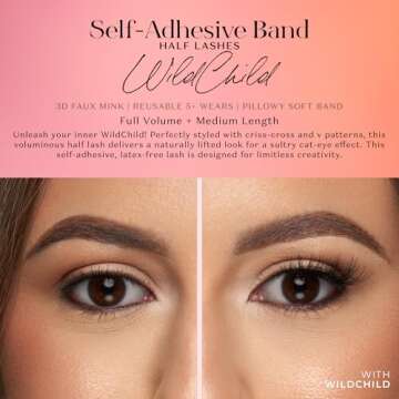 Lilly Lashes Self Adhesive Eyelashes (Half Lashes) - Easy No Glue Application, Reusable & Comfortabl...