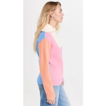 Colorblock Zip Pullover Sweater for Women