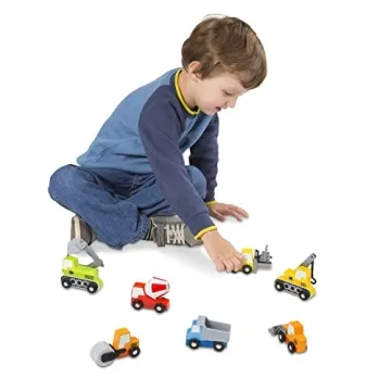 Melissa & Doug Wooden Construction Vehicles Set for Toddlers