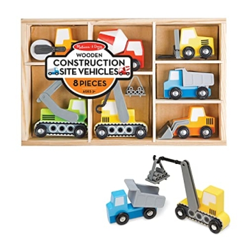 Melissa & Doug Wooden Construction Vehicles Set for Toddlers