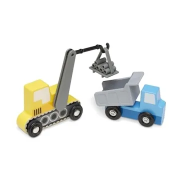 Melissa & Doug Wooden Construction Vehicles Set for Toddlers