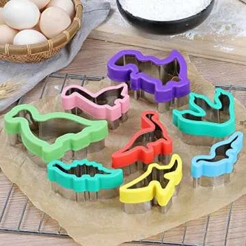Dinosaur Cookie Cutters Set - Stainless Steel Shaped Cookie Candy Food Cutters Molds for DIY, Kitche...