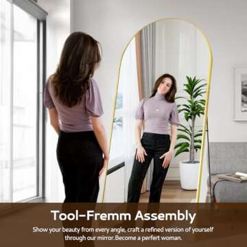 Full Length Mirrors 71"x32" Arched Full Body Mirror Black Arch Mirror Arched Floor Mirror Bathroom Vanity Mirror Frosted Metal Frame Anti-Rust Tempered Glass for Bedroom Entryway Living/Dressing Room