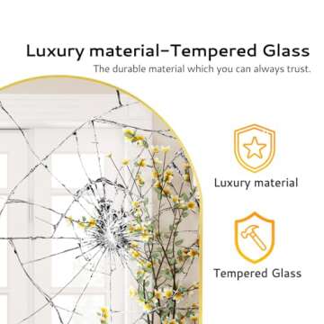 Full Length Mirrors 71"x32" Arched Full Body Mirror Black Arch Mirror Arched Floor Mirror Bathroom Vanity Mirror Frosted Metal Frame Anti-Rust Tempered Glass for Bedroom Entryway Living/Dressing Room