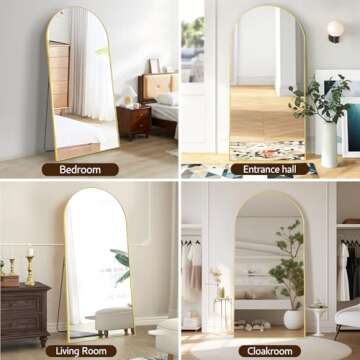 Full Length Mirrors 71"x32" Arched Full Body Mirror Black Arch Mirror Arched Floor Mirror Bathroom Vanity Mirror Frosted Metal Frame Anti-Rust Tempered Glass for Bedroom Entryway Living/Dressing Room