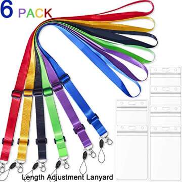 AMUU 6 Pack Lanyards Adjustable Extend Length Lanyard with id Badge Holder for Women Keys Kids Men I...