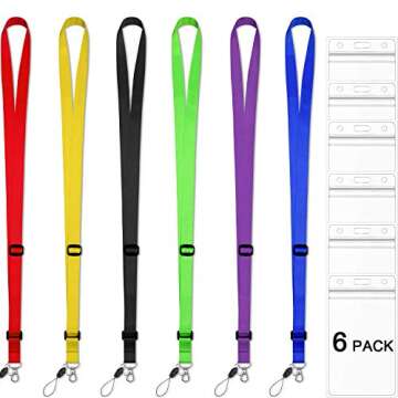 AMUU 6 Pack Lanyards Adjustable Extend Length Lanyard with id Badge Holder for Women Keys Kids Men ID Card Holder Lanyard Cruise Ship Waterproof Credit Card Name tag Holder
