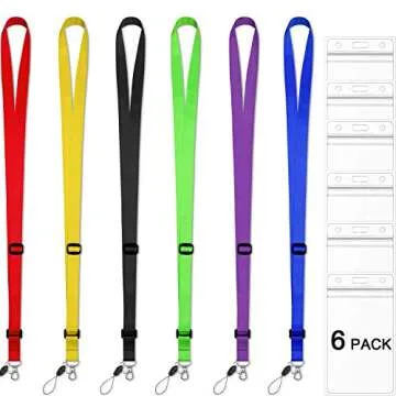 AMUU 6 Pack Lanyards Adjustable Extend Length Lanyard with id Badge Holder for Women Keys Kids Men ID Card Holder Lanyard Cruise Ship Waterproof Credit Card Name tag Holder