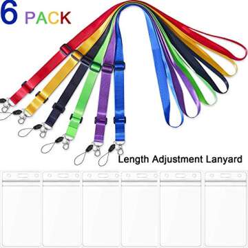 AMUU 6 Pack Lanyards Adjustable Extend Length Lanyard with id Badge Holder for Women Keys Kids Men ID Card Holder Lanyard Cruise Ship Waterproof Credit Card Name tag Holder