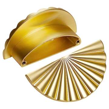 Stance Tuning USA Brushed Gold Scalloped Cabinet Handles - 6Pcs Elegant Kitchen Hardware Pulls for H...