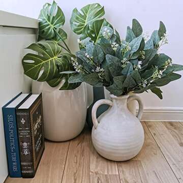 18 Pcs Fake Eucalyptus Leaves Stems Bulk Artificial Oval Eucalyptus Leaves Branches with Seeds in Grey Green for Wedding Holiday Greenery Decoration Indoor Floral Vase Bouquet Centerpiece Arrangement