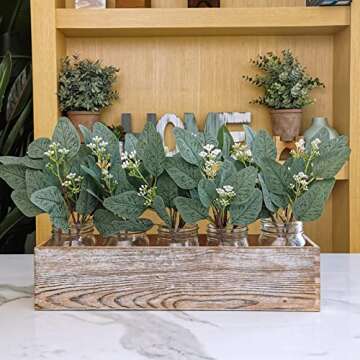 18 Pcs Fake Eucalyptus Leaves Stems Bulk Artificial Oval Eucalyptus Leaves Branches with Seeds in Grey Green for Wedding Holiday Greenery Decoration Indoor Floral Vase Bouquet Centerpiece Arrangement