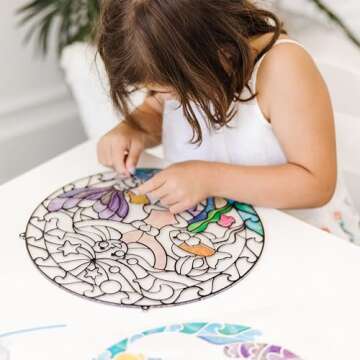 Melissa & Doug Stained Glass Made Easy Activity Kit: Mermaids - 140+ Stickers