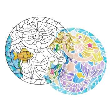 Melissa & Doug Stained Glass Made Easy Activity Kit: Mermaids - 140+ Stickers
