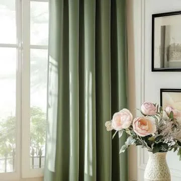 Lazzzy Blackout Velvet Curtains Green 84 inch Thermal Insulated Drapes for Dinning Room Darkening Wi...