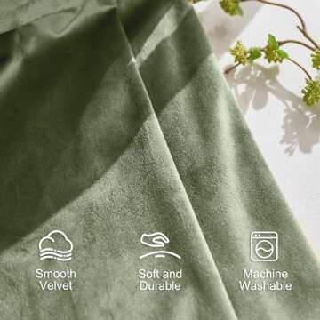 Lazzzy Blackout Velvet Curtains Green 84 inch Thermal Insulated Drapes for Dinning Room Darkening Window Treatment Rod Pocket Home Decor Living Room Set of 2 Panels Sage Green