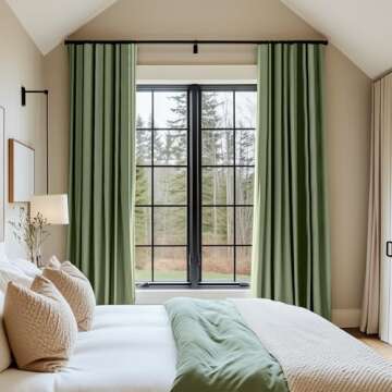 Lazzzy Blackout Velvet Curtains Green 84 inch Thermal Insulated Drapes for Dinning Room Darkening Window Treatment Rod Pocket Home Decor Living Room Set of 2 Panels Sage Green