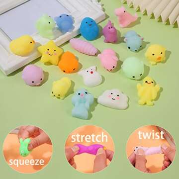 Bingcute 72 pcs Mochi Squishy Toys, Kawaii Squishy Animals for Party Favors Classroom Prize Pinata E...