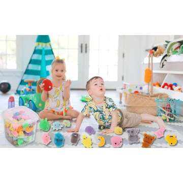 Bingcute 72 pcs Mochi Squishy Toys, Kawaii Squishy Animals for Party Favors Classroom Prize Pinata Easter Fillers Fidget Toys Pack Bulk Squishies Toys