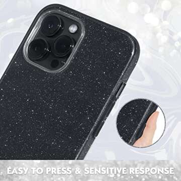 MILPROX Compatible with iPhone 14 Pro Max Case (2022), Glitter Sparkly Shiny Bling Rubber Gel Shell Cases 3 Layers Shockproof Protective Bumper Cover for iPhone 14 Pro Max 6.7" 2022 - Black