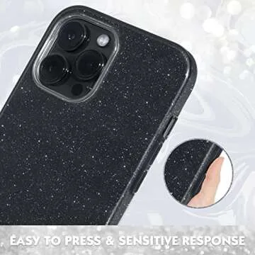 MILPROX Compatible with iPhone 14 Pro Max Case (2022), Glitter Sparkly Shiny Bling Rubber Gel Shell Cases 3 Layers Shockproof Protective Bumper Cover for iPhone 14 Pro Max 6.7" 2022 - Black