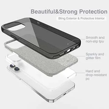 MILPROX Compatible with iPhone 14 Pro Max Case (2022), Glitter Sparkly Shiny Bling Rubber Gel Shell Cases 3 Layers Shockproof Protective Bumper Cover for iPhone 14 Pro Max 6.7" 2022 - Black