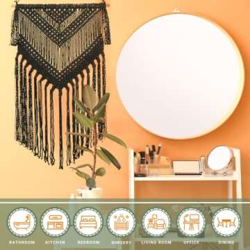 Livalaya Boho Black Macrame Woven Wall Hanging - Black 16 in x 36 in Modern Bohemian Tapestry wall Art Decor for House, Apartment, Dorm, Bedroom, Nursery, Party Decorations, Wedding, Wall Ornament