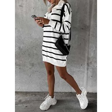 Sidefeel 2024 Fall Women's Sweater Dress with Zip Neck