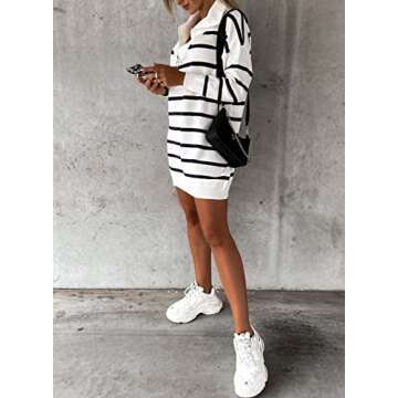 Sidefeel 2024 Fall Women's Sweater Dress with Zip Neck