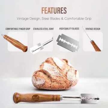 RICCLE Bread Lame Slashing Tool, Dough Scoring Knife with 15 Razor Blades and Storage Cover