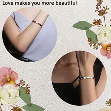 AryaHozel Love Bracelet for Her Women Teen Girls Rose Gold Silver Plated Oval Bracelet with Cubic Zirconia Crystal Classic Jewelry Birthday Graduation Friendship Gifts for Her Grils Friend Sister BFF