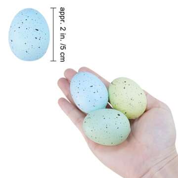 Winlyn 40 Pcs Easter Eggs Artificial Speckled Foam Eggs Pastel Green Blue Decorative Eggs 2.1" for N...